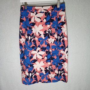 Halogen Skirt Straight Pencil Pink, Blue, White Floral Stretch Lined size 6